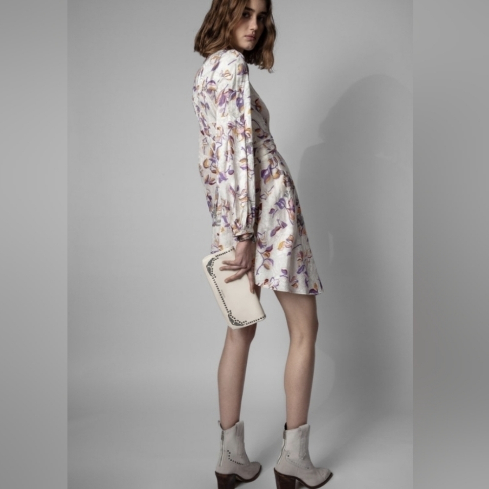 Zadig Voltaire Rivage Jac cut flowers silk mix asymmetrical dress fairly style